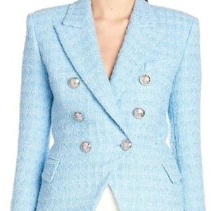 Balmain Blue Tweed Blazer 36
